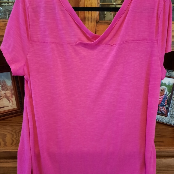 Cherokee Brand Raw~Edge Lotus Tee Bright Pink XL - Picture 5 of 6